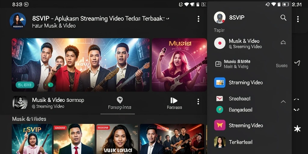 Antarmuka aplikasi 8SVIP yang user-friendly untuk Streaming Video.