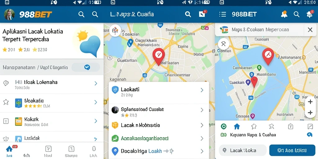 Antarmuka aplikasi 988BET yang menampilkan fungsi Lacak Lokasi dengan jelas.
