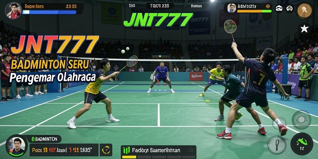 Antarmuka JNT777 yang menampilkan pertandingan badminton yang seru.